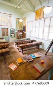 Herberton, Australia - Jul 3 2016: A Vintage Primary School Classroom In Queensland, Australia