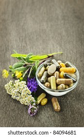 Herbs With Alternative Medicine Herbal Supplements And Pills