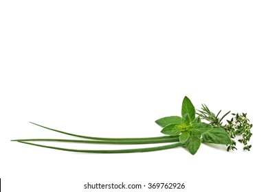 Herbs. Fresh spices isolated on white background. Chives, oregano, ..... - Powered by Shutterstock