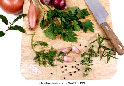 Herbs On A Chopping Board