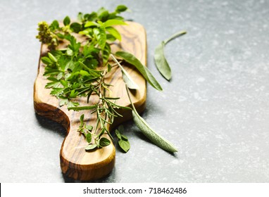 Herbs On Cooking Board