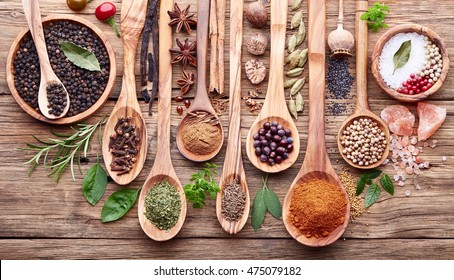 Herbs Spices On Wooden Board Stock Photo 400420042 | Shutterstock