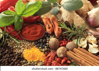 Herbs and spices selection. Aromatic ingredients and natural food additives.