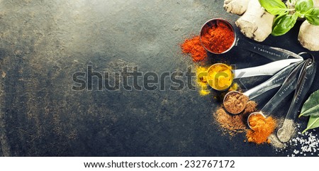 Herbs and spices selection, close up