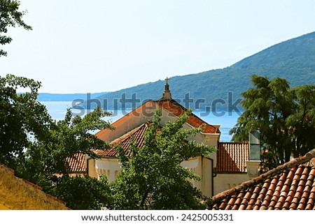 Herceg Novi, Montenegro view of the bay and city old buildings, church