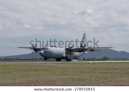 Hercules C130 military transport landing