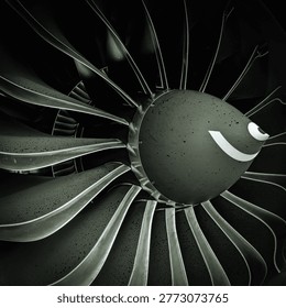 Here is a closed view of aeroplane engine blades