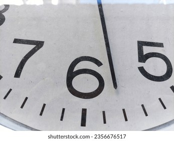 here is a wall clock. white background and black numbers