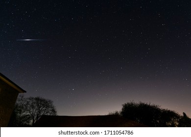 Herefordshire, England, UK, April 20th 2020: Stars And The Lyrid Meteor Shower