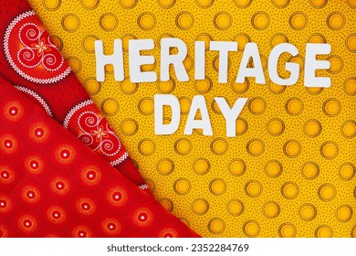  Heritage Day South Africa. Braai Day written in white letters with iconic South African printed  - Shutterstock ID 2352284769