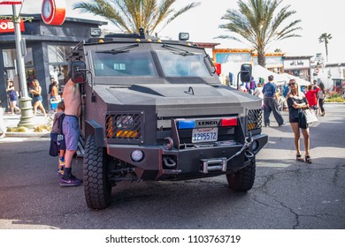 Hermosa Beach, CA: 5/28/2018:  Swat Vehicle (Lenco BearCat) On Display In Hermosa Beach, California For Memorial Day.  