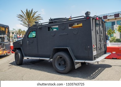 Hermosa Beach, CA: 5/28/2018:  Swat Vehicle (Lenco BearCat) On Display In Hermosa Beach, California For Memorial Day.  