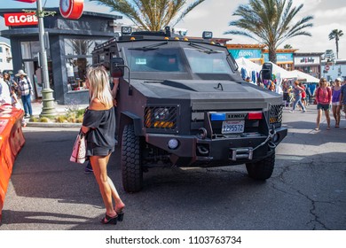 Hermosa Beach, CA: 5/28/2018:  Swat Vehicle (Lenco BearCat) On Display In Hermosa Beach, California For Memorial Day.  