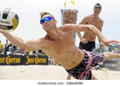 HERMOSA BEACH, CA - JULY 21: Casey Patterson competes in the Jose Cuervo Pro Beach Volleyball tournament in Hermosa Beach, CA on July 21, 2012.