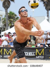 HERMOSA BEACH, CA - JULY 21: Ryan Doherty competes in the Jose Cuervo Pro Beach Volleyball tournament in Hermosa Beach, CA on July 21, 2012.