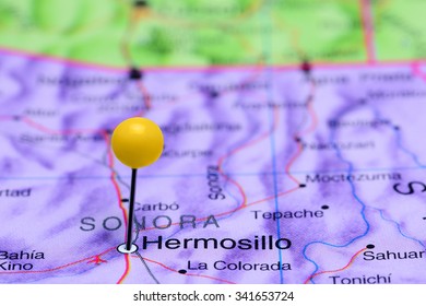 Hermosillo Pinned On A Map Of Mexico
