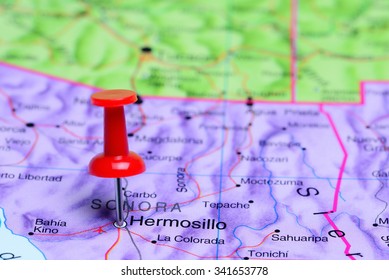 Hermosillo Pinned On A Map Of Mexico
