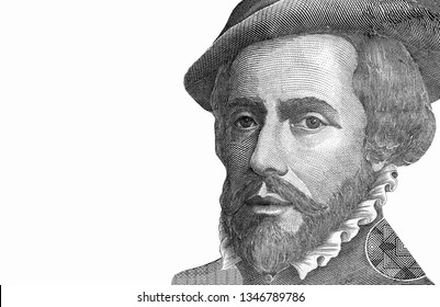 Hernan Cortes, Portrait Form Spain Banknotes. 