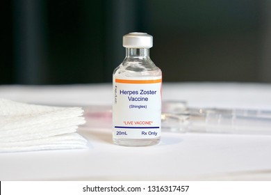 Herpes Zoster Vaccine In A Glass Vial For Shingles