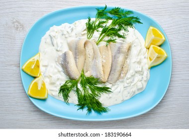 Herring With Dill Sauce And Lemons