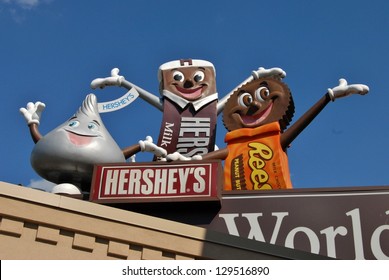 HERSHEY, PA - JUNE 25: Hershey Chocolate World on June 25, 2011 in Hershey,PA USA. The factory has many attractions with making your own chocolate, 3D movies, trolley bus rides around Hershey City.