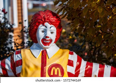 Hershey, PA / USA - December 10, 2015: The Ronald McDonald Statue Outside The Ronald McDonald's House.