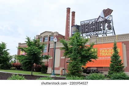 Hershey, Pennsylvania United States - June 15 2022: The Exterior Of The Factory Tour Building