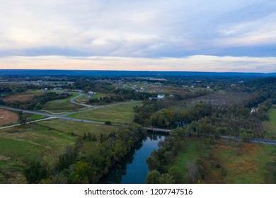 Hershey Pennsylvania USA Drone Aerial View Swatara Creek Farm Land