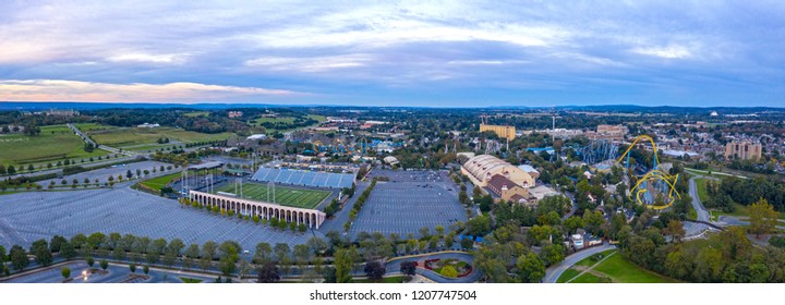 Hershey, Pennsylvania/USA - October 2018: Hershey Park Panoramic Aerial View