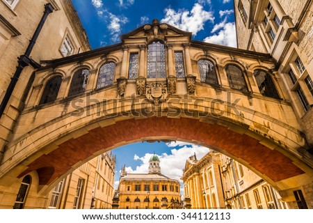 Hertford Bridge, popularly known as the Bridge of Sighs, is a skyway joining two parts of Hertford College over New College Lane in Oxford, England,UK, Europe - city landmark