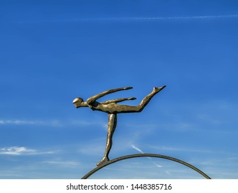 Hertfordshire, UK, Sept 2018, Sculpture Of A Runner In The Grove Hotel Garden, Watford, England