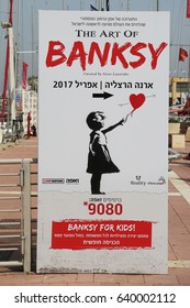 HERZLIYA, ISRAEL - APRIL 30, 2017: The Art Of Banksy Exhibition At The Arena Mall In Herzliya. 