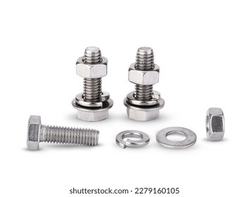 Hex bolt nut and washer on white background. - Powered by Shutterstock