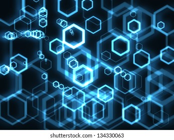 Hexagon Bubbles on dark background