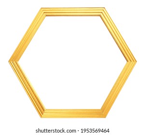 Hexagon Golden Frame Isolated On White Background