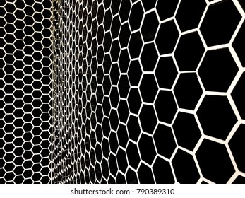 Hexagon pattern and shape of wall tiles in black and white.