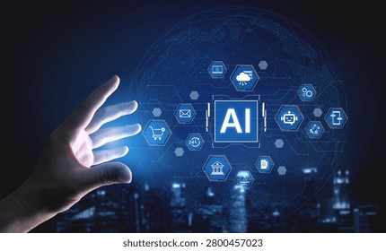 Hexagonal AI ecosystem connects cloud, fintech, commerce and communication services, highlighting secure integration, analytics and automated workflows for digital enterprises. Corpus