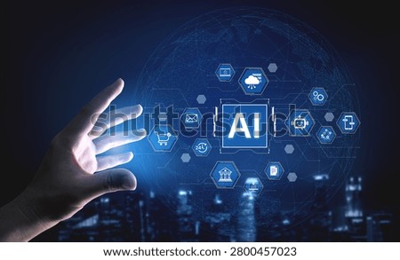 Hexagonal AI ecosystem connects cloud, fintech, commerce and communication services, highlighting secure integration, analytics and automated workflows for digital enterprises. Corpus