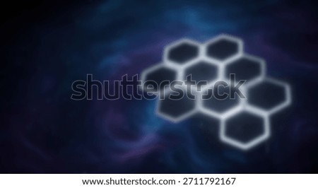 Hexagonal Cluster Glowing geometry in spacelike nebula background.