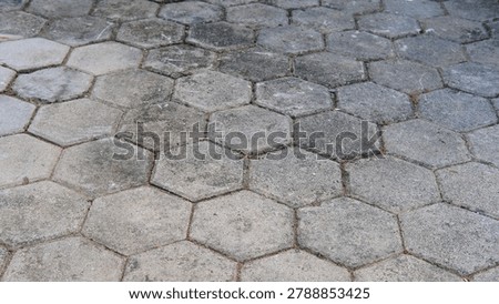 Hexagonal Concrete Paving Stone Texture, Outdoor Pavement Background Photography