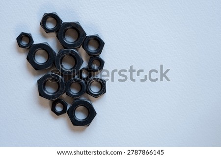 Hexagonal nuts on a white background