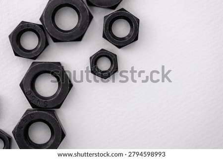 Hexagonal nuts on a white background
