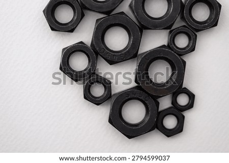 Hexagonal nuts on a white background