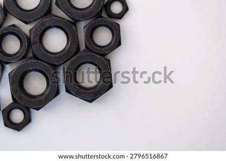 Hexagonal nuts on a white background