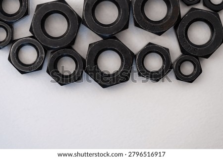 Hexagonal nuts on a white background