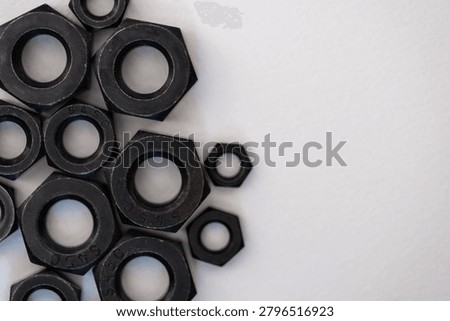 Hexagonal nuts on a white background