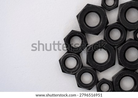 Hexagonal nuts on a white background