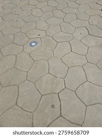 Hexagonal Pavement Texture With Blue Marker