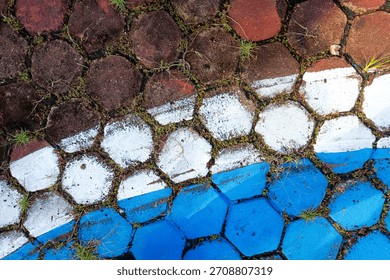 Hexagonal tile pattern on a sunny day