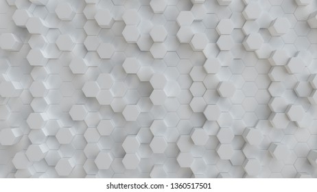 Hexagonal white background texture. 3d illustration, 3d rendering